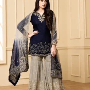 Nazakat Chiffon Embroidered Unstitched 4PC Suit LU-1256 | Luxury Formal Collection